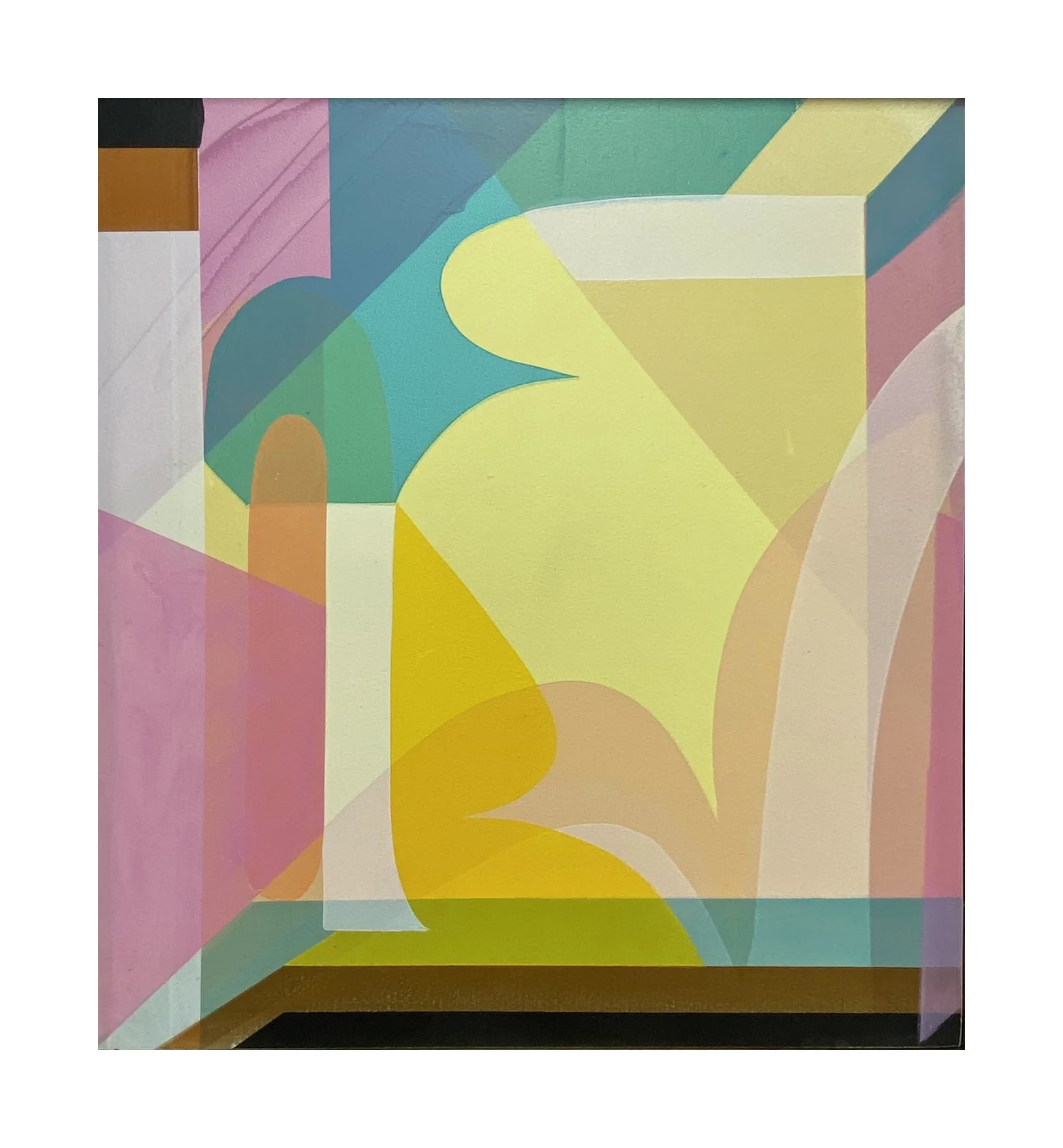 'Earlier before then' One off multi layered screen print on wooden panel. 36cm x 33cm. 2021