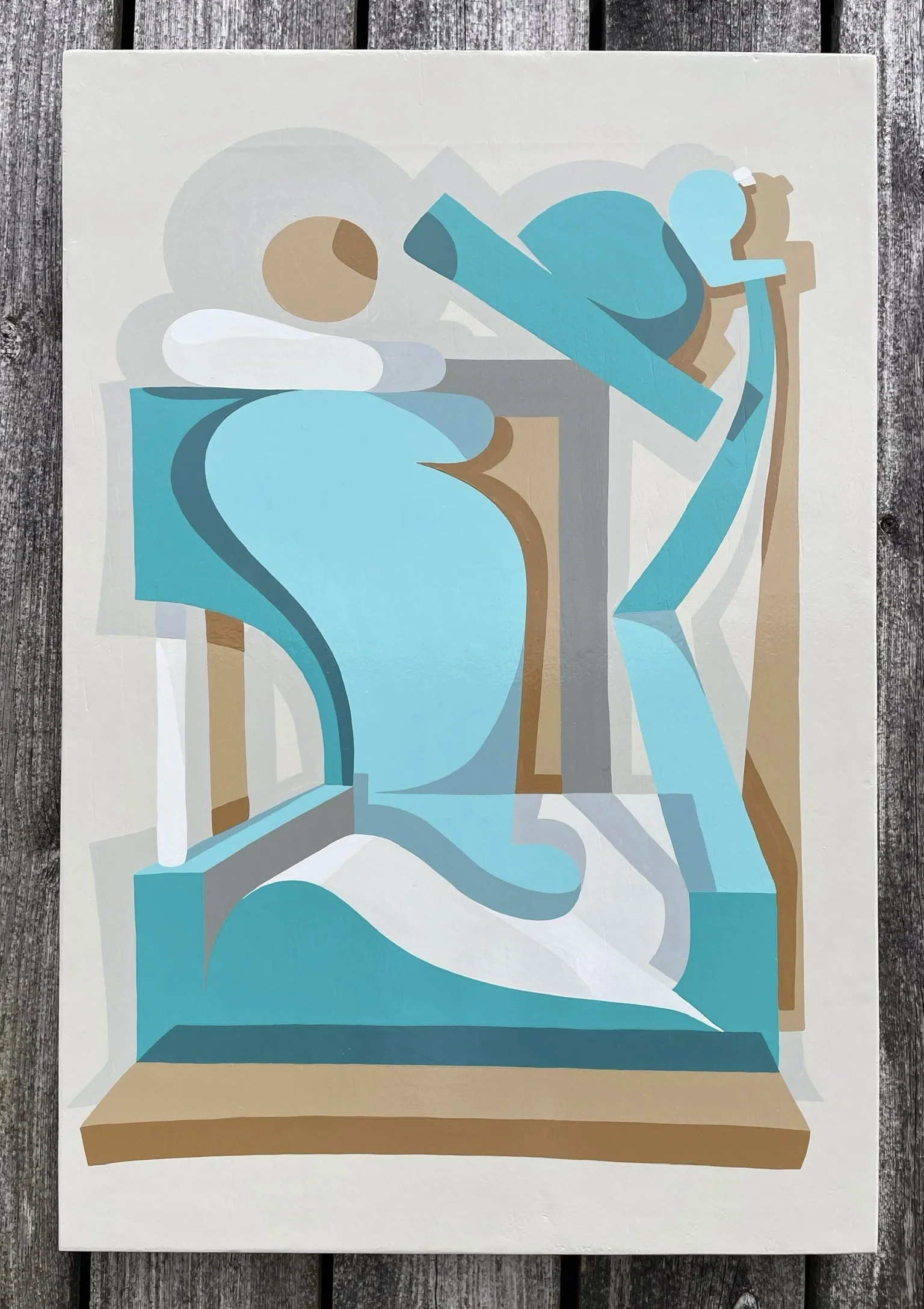 'Blue light' Enamel painting on wooden panel. 91cm x 61cm. 2022