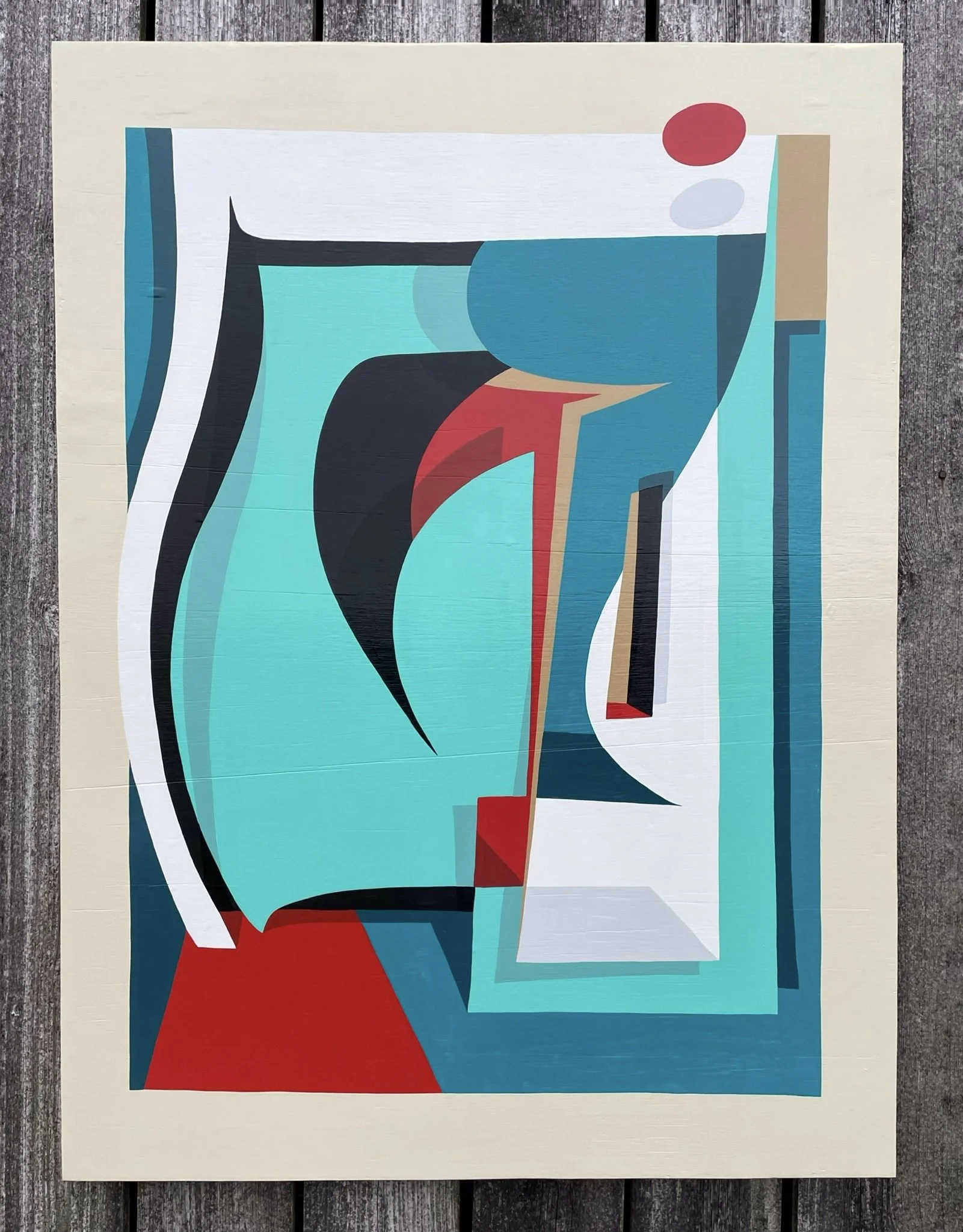 'Temple' 'Blue light' Enamel painting on wooden panel. 122cm x 91cm. 2022