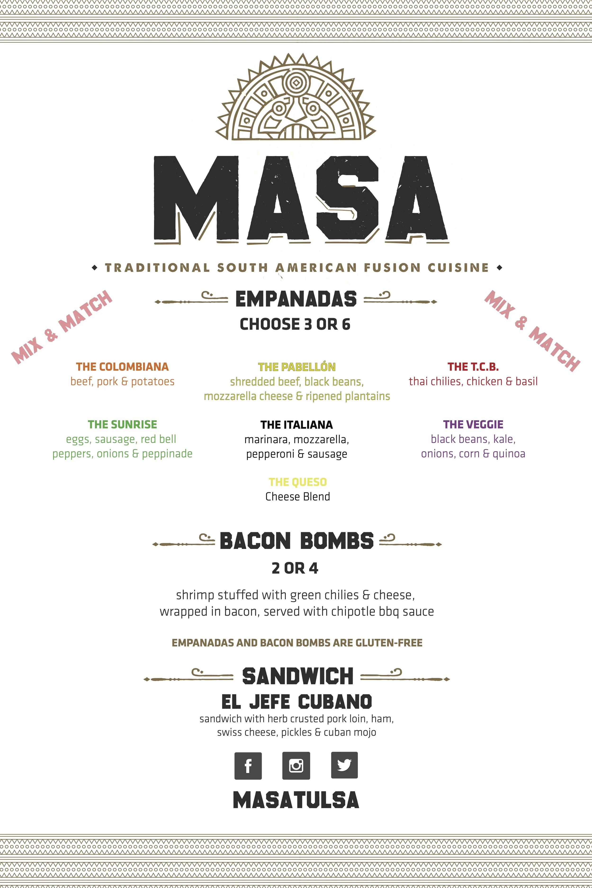 Menu MASA Food Truck South American Fusion Menu MASA Food Truck South American Fusion