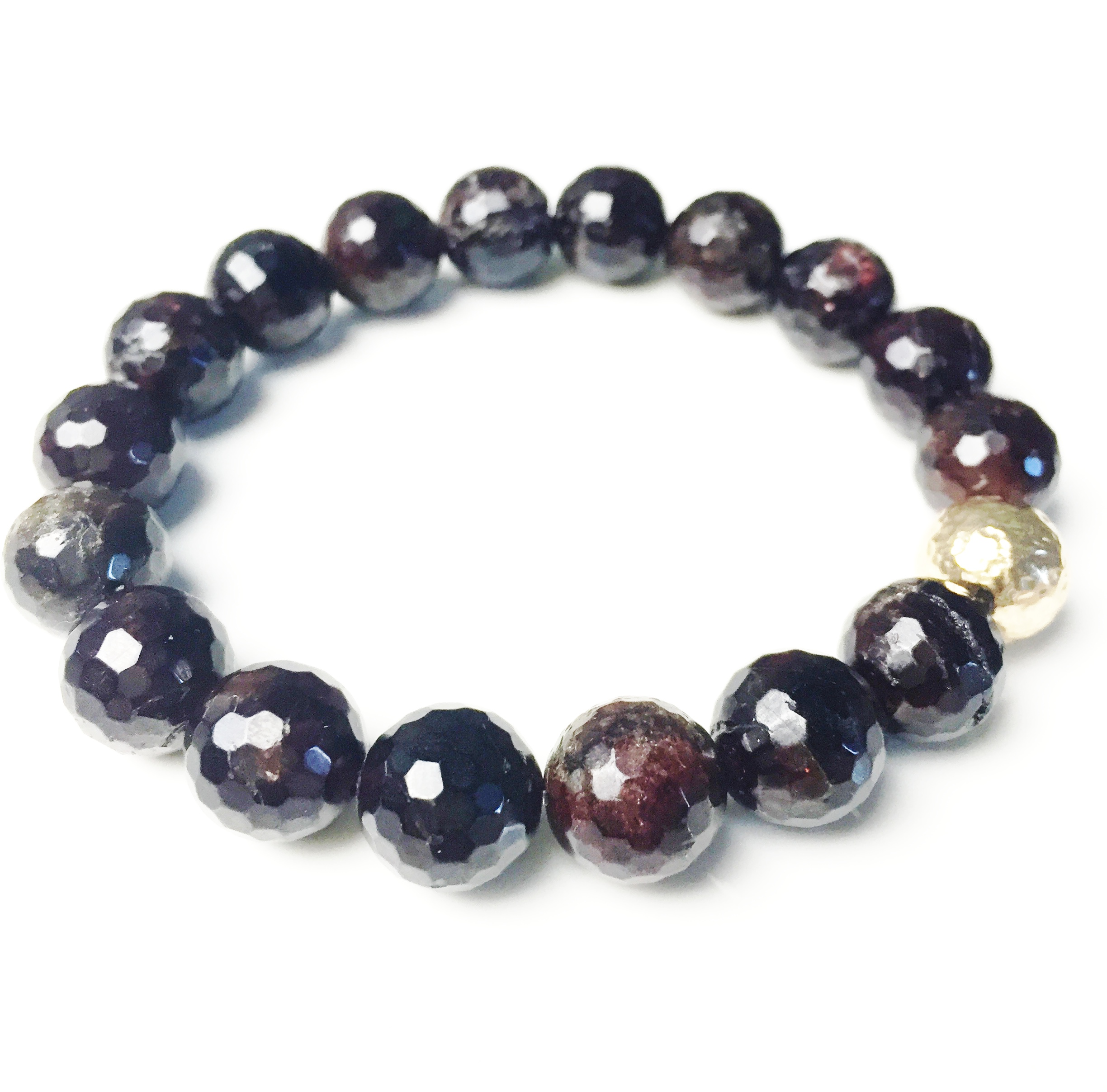 above, classic stretch bracelet in dark garnet, $85