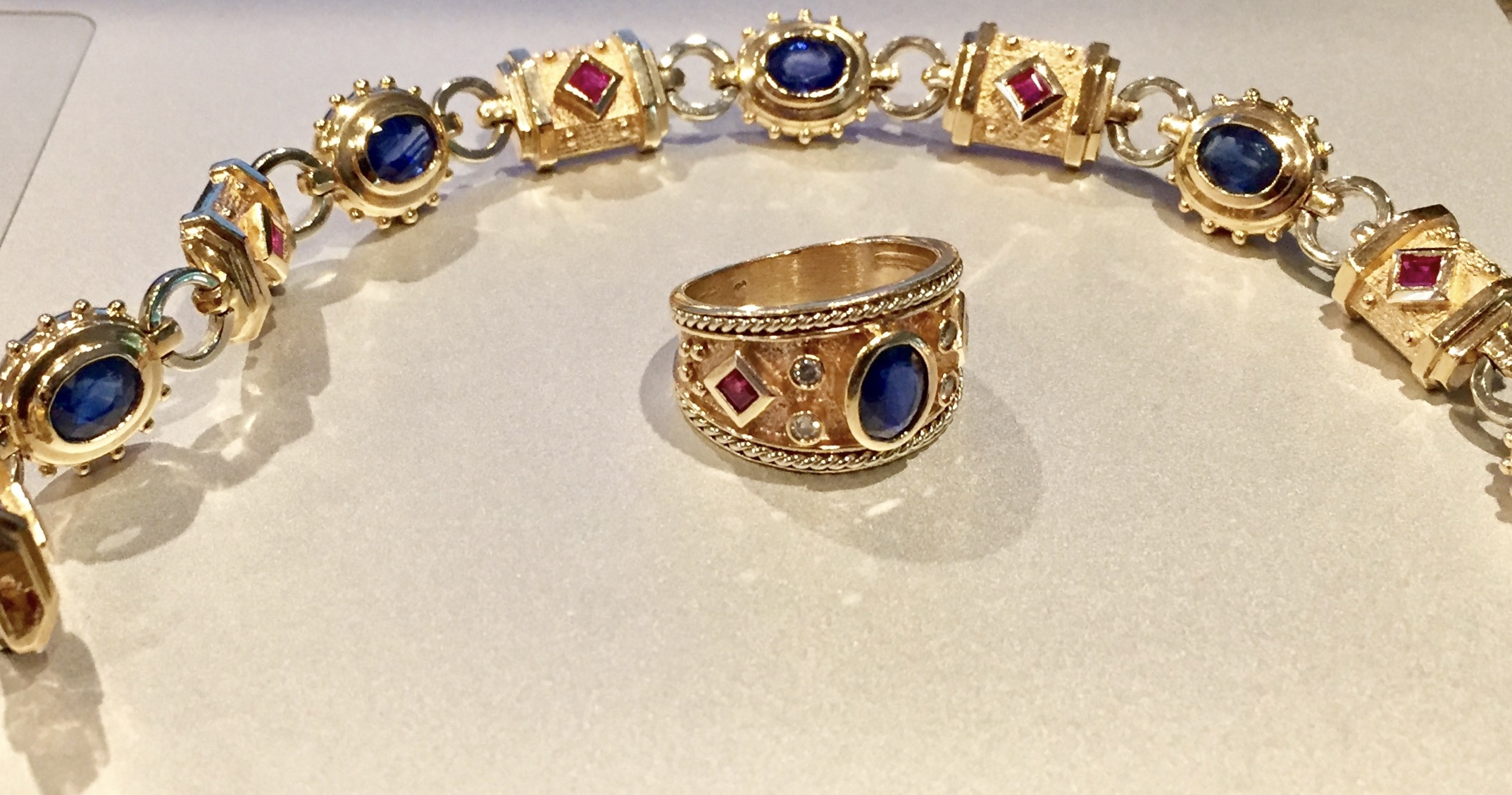 14k Yellow Gold Sapphire and Ruby Bracelet by Effy