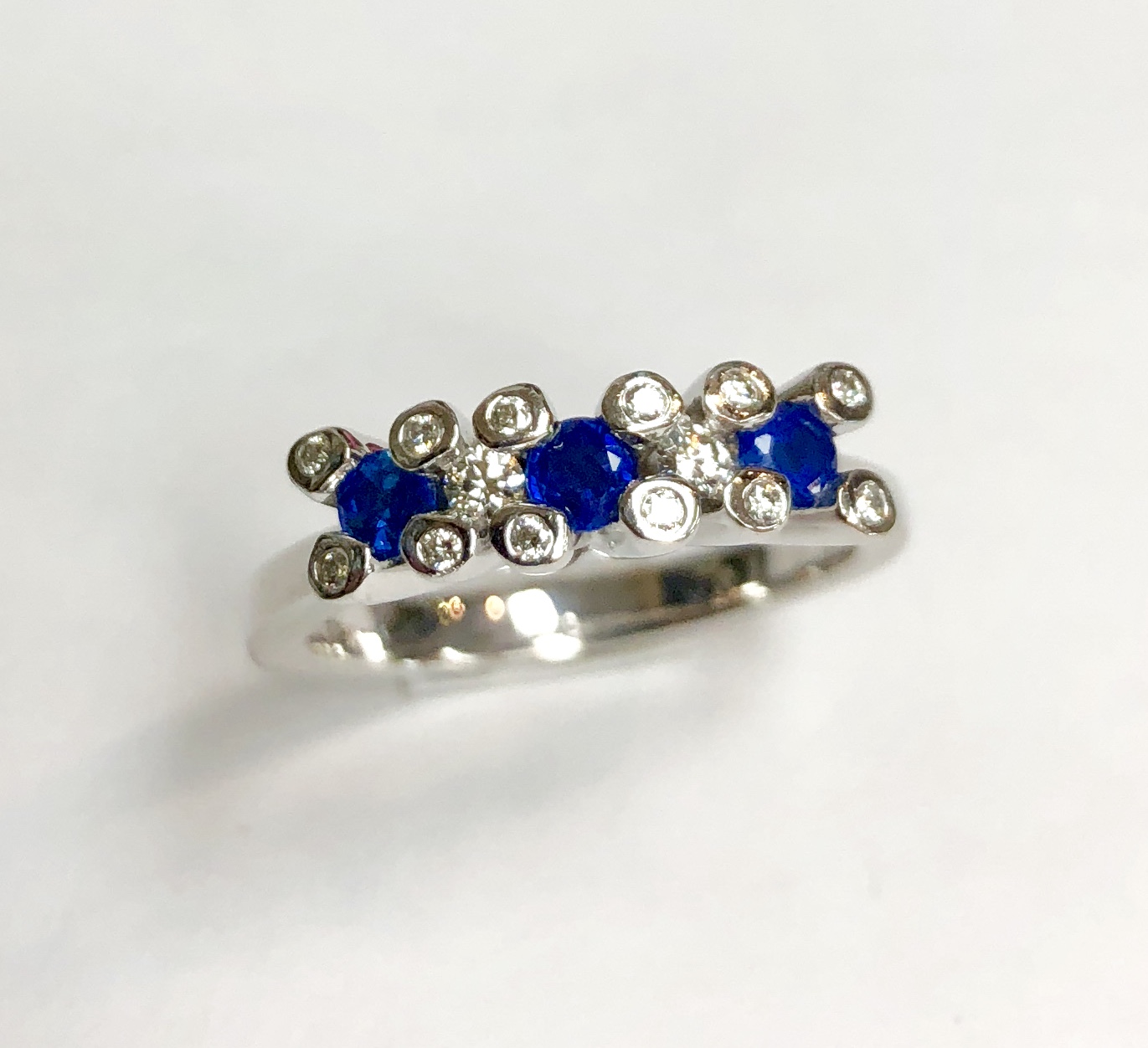 14K White Gold Sapphire and Diamond Ring