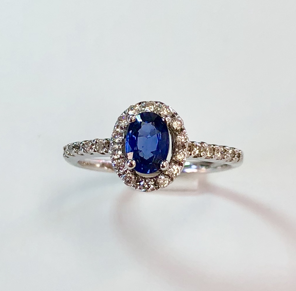 14k White Gold Sapphire and Diamond Ring.