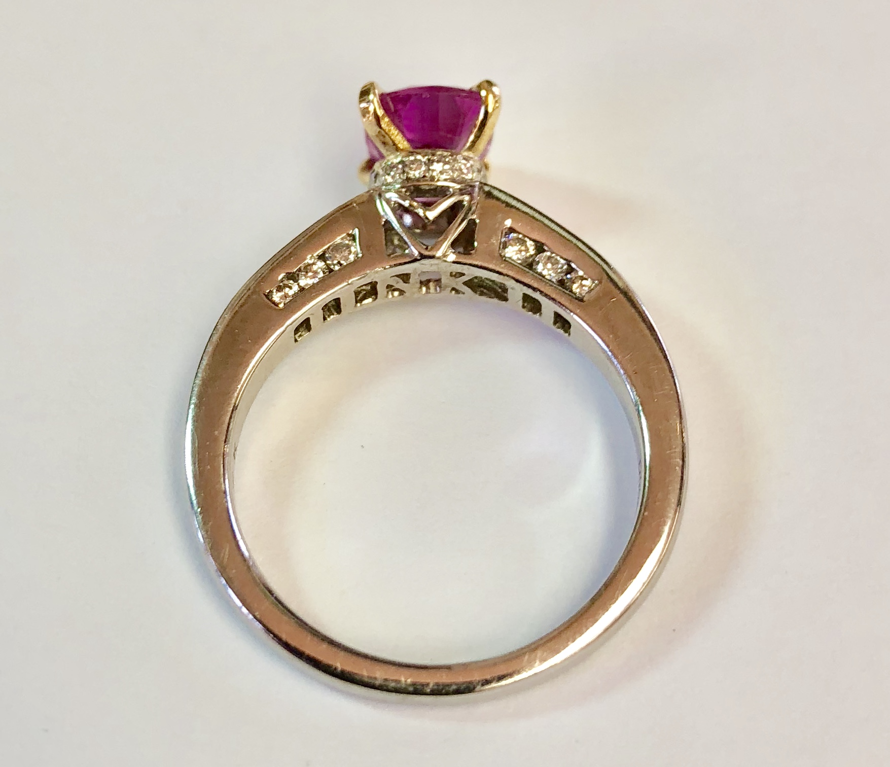 18K White/Yellow Gold Pink Sapphire Diamond Ring