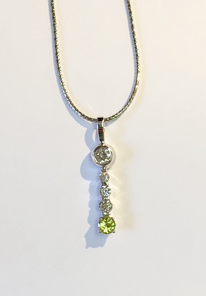 14k White Gold Sphene Diamond Necklace