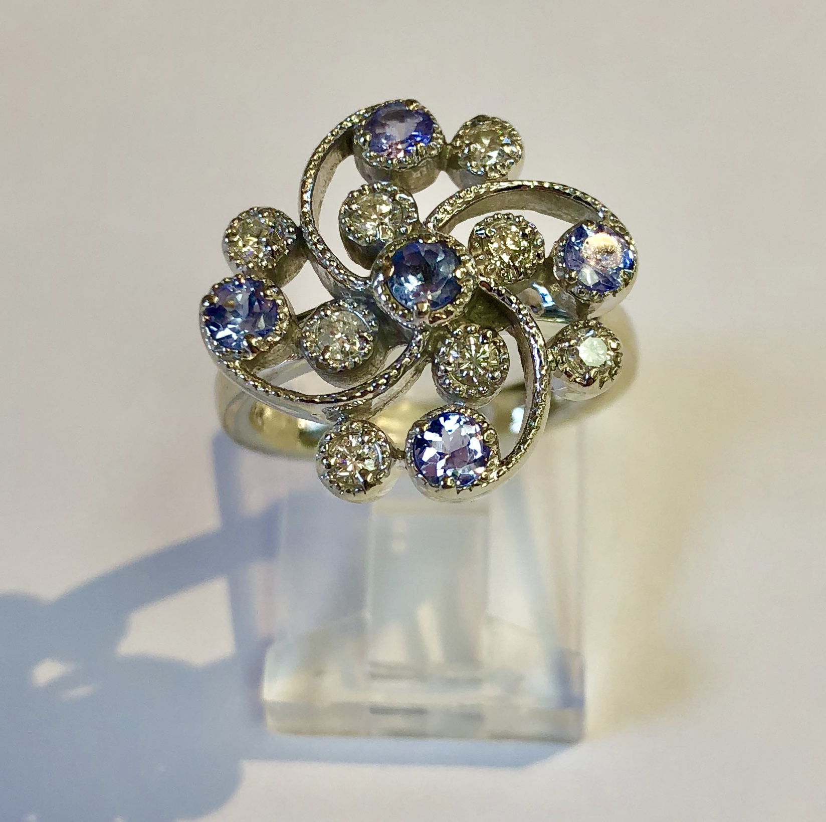 14K White Gold Tanzanite and Diamond Ring