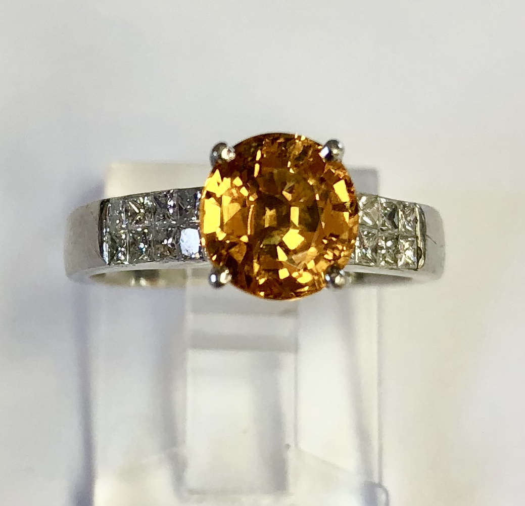 Platinum Diamond Yellow Sapphire Ring