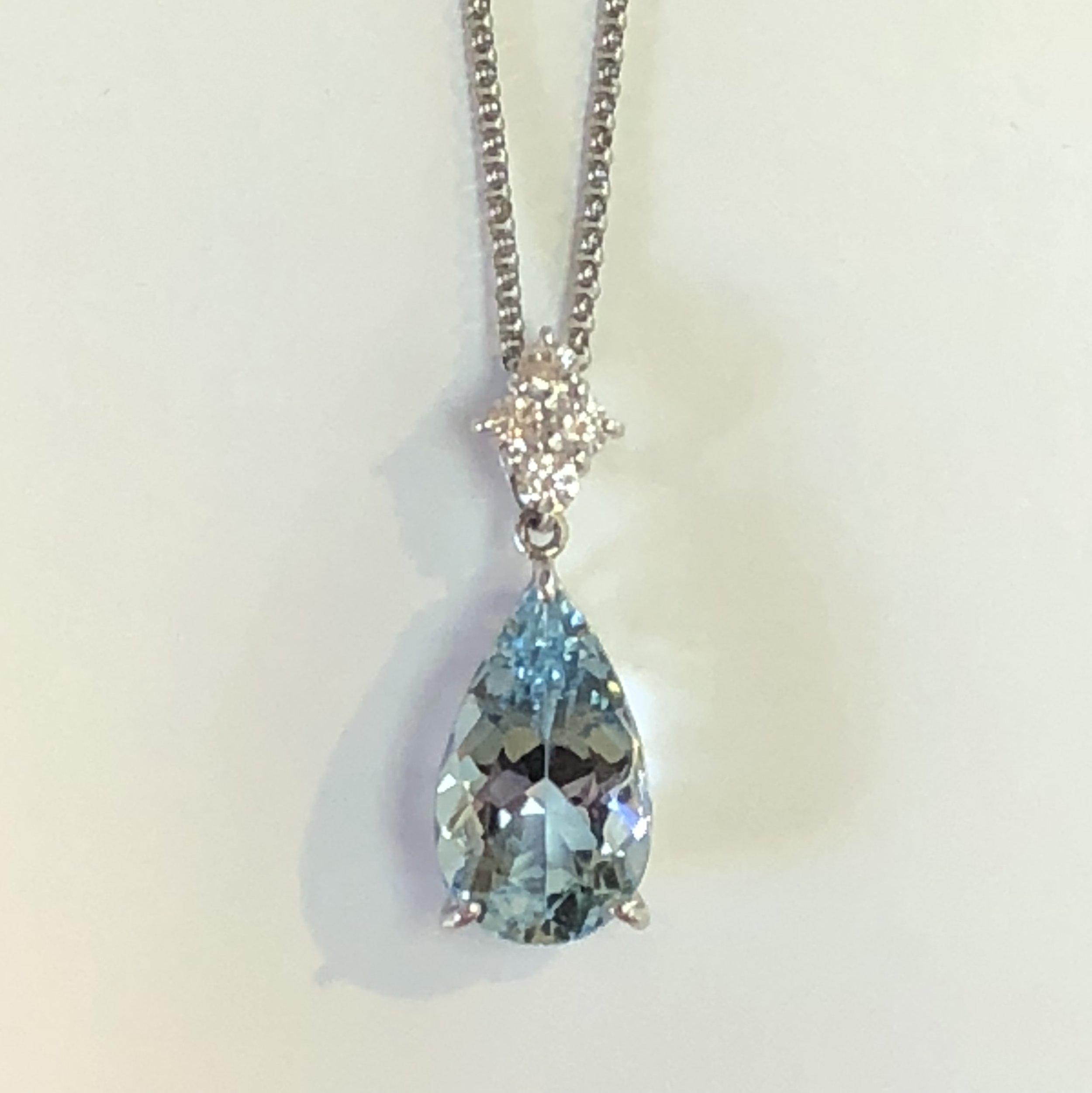 Platinum Aquamarine Diamond Necklace