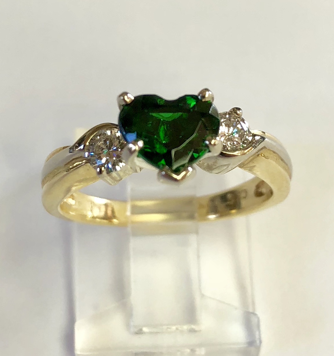 14K Yellow/White Gold Chrome Tourmaline Diamond Ring