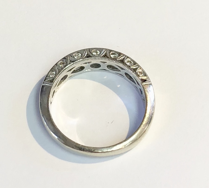 Item A 86 USD625 14k White Gold Diamond Band Great workmanship on this lovely band, with approximately .47 carat of quality diamonds on the top and the sides.