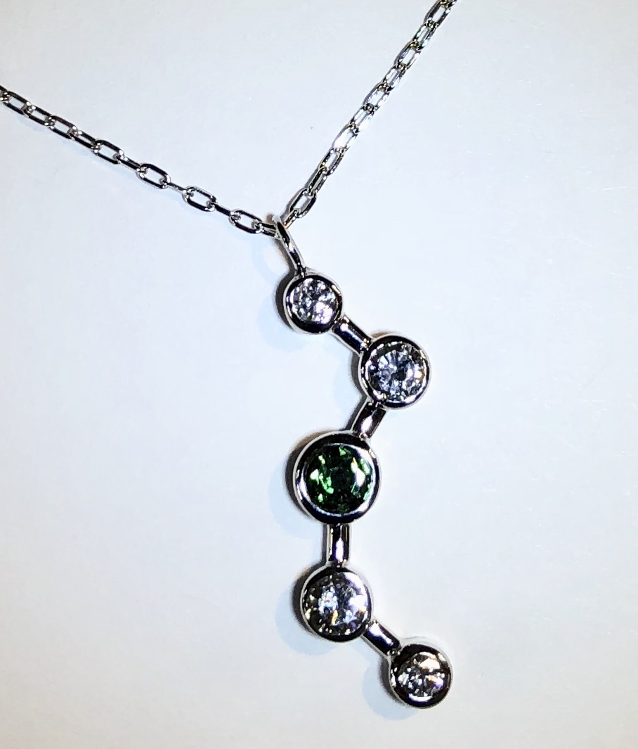18K White Gold Alexandrite Diamond Necklace