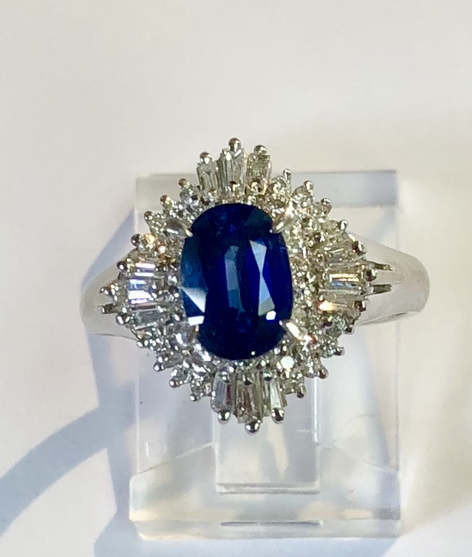Platinum Sapphire Diamond Ring