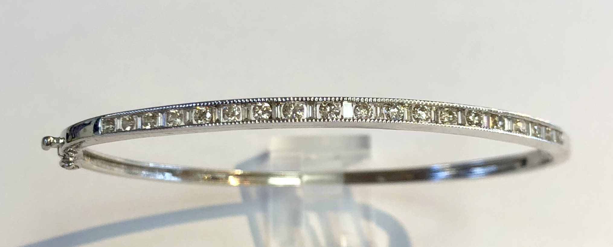 14K White Gold Diamond Bangle