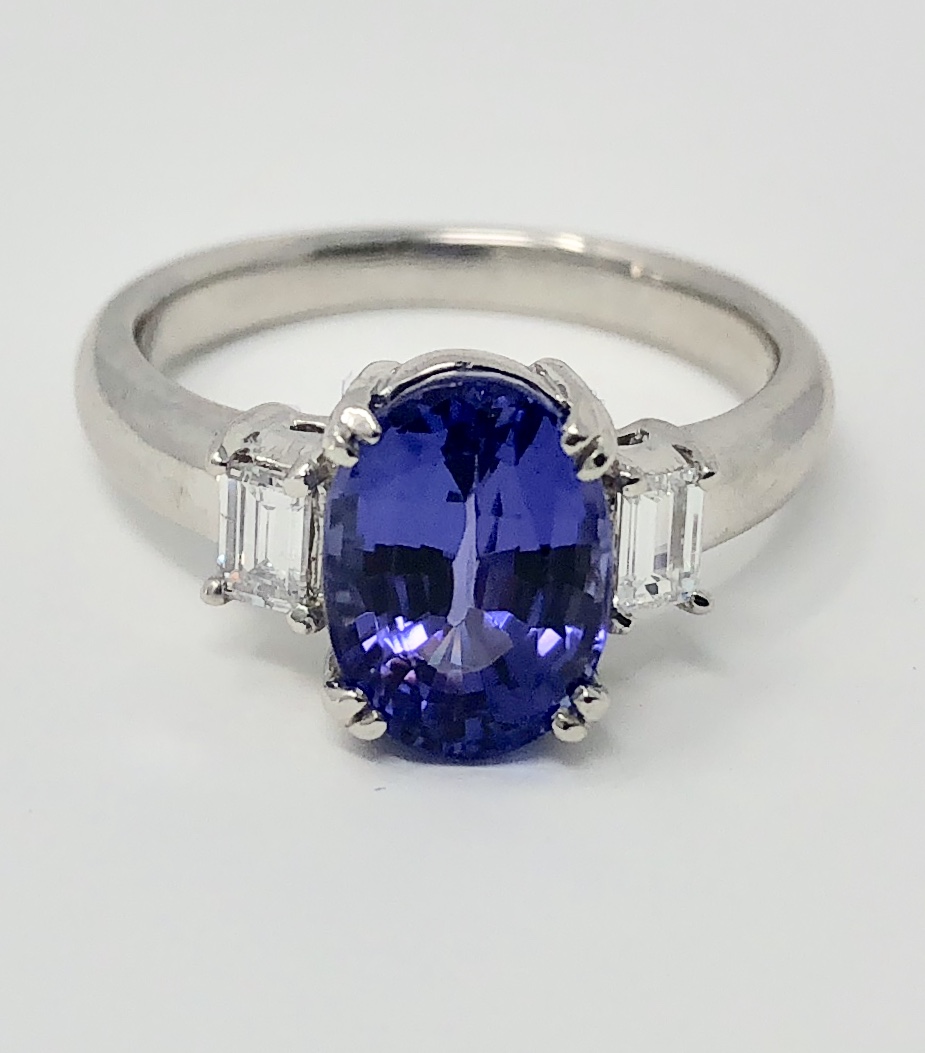 Platinum Tanzanite Diamond Ring
