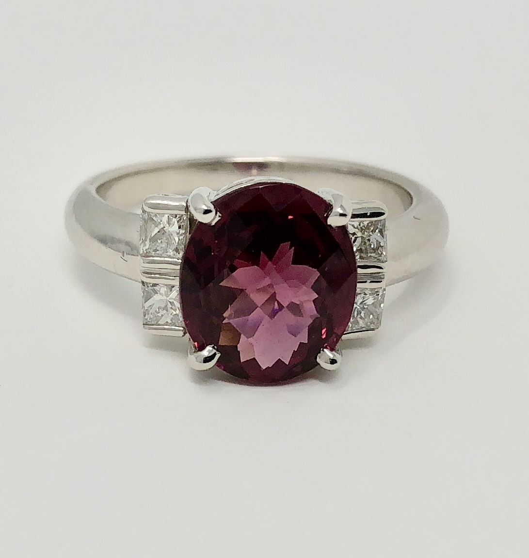Platinum "Rhodolite" Garnet Diamond Ring