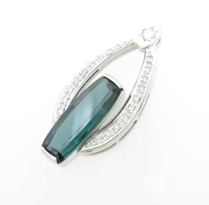 Platinum Blue "Indicolite" Tourmaline & Diamond Necklace