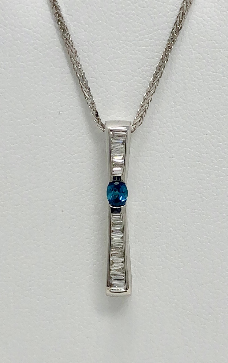 18K White Gold "Indicolite" Tourmaline Diamond