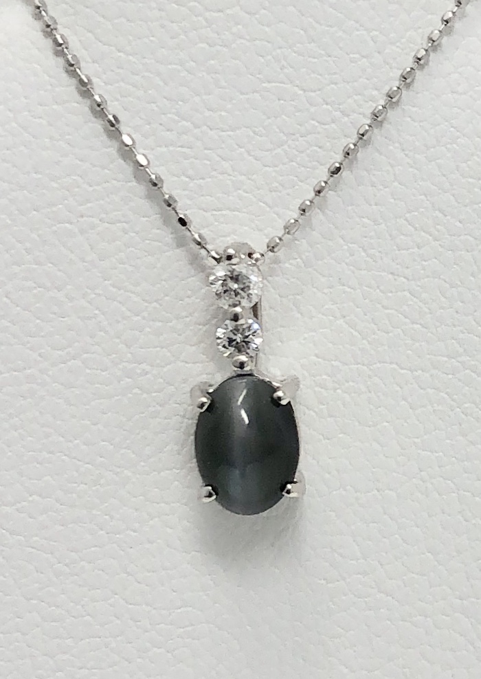 18K White Gold "Cat's Eye" Alexandrite Diamond Necklace