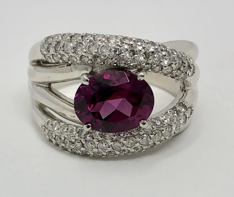 Platinum Pink Tourmaline Diamond Ring