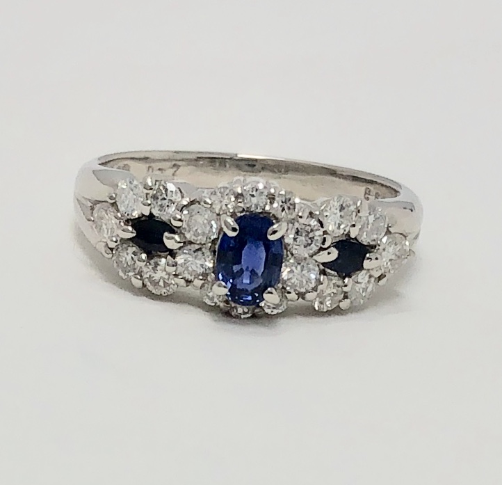 Platinum Sapphire Diamond Ring