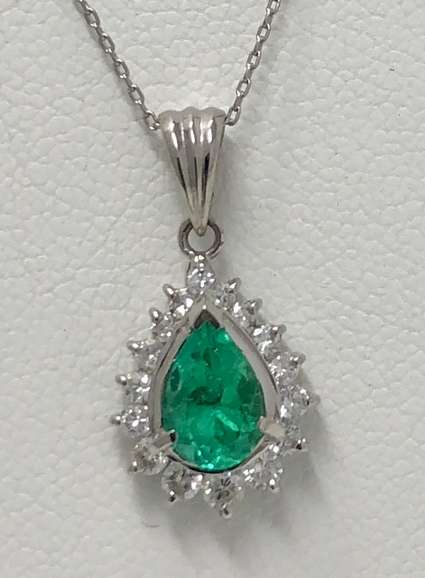Platinum Emerald Diamond Necklace