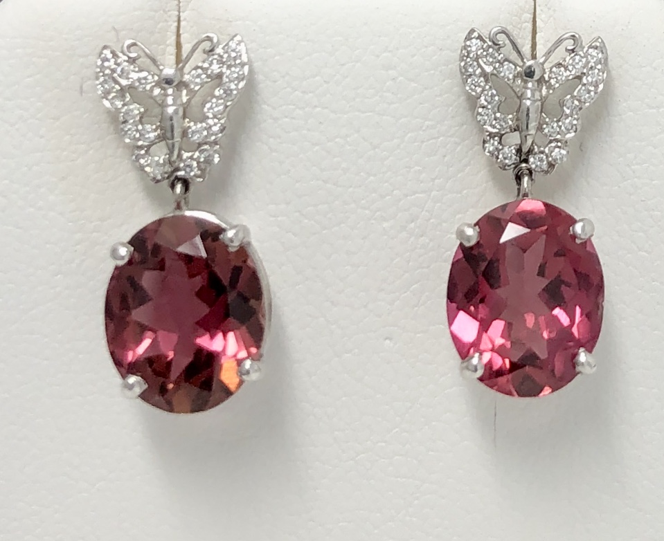 14K Pink Tourmaline Diamond Earrings