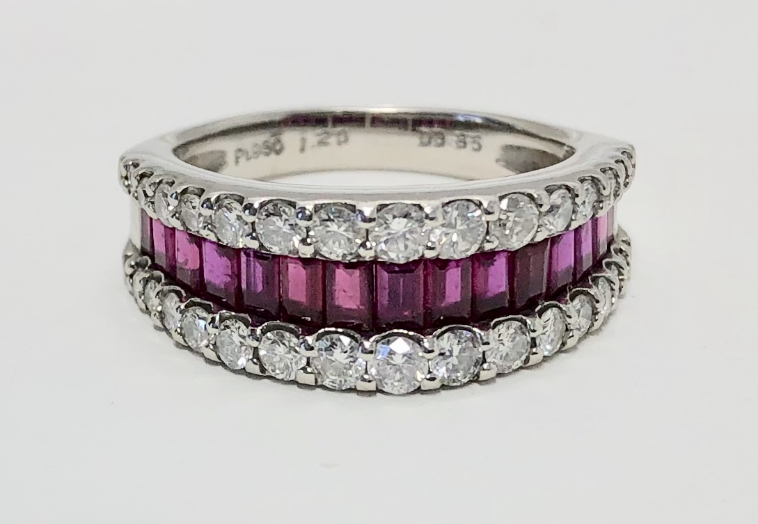 Platinum Ruby Diamond Ring