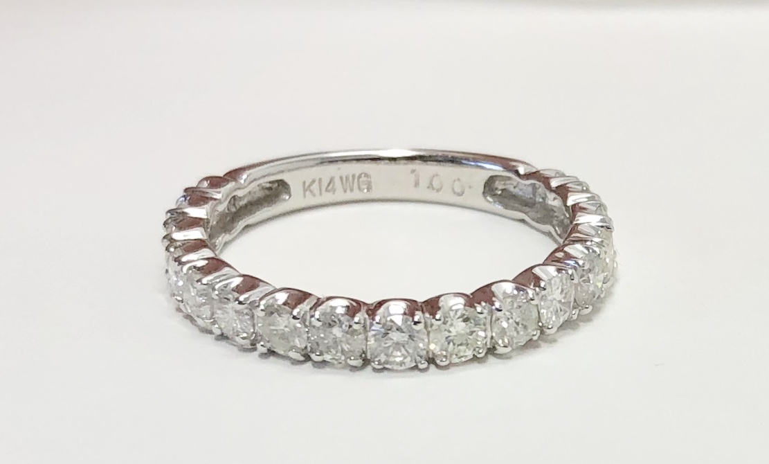 14K White Gold 3/4 Eternity Band
