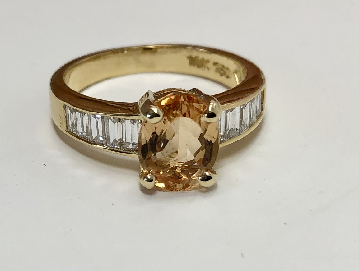18K Yellow Gold "Imperial" Topaz Diamond Ring