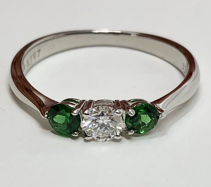 Platinum "Tsavorite" Garnet Diamond Ring