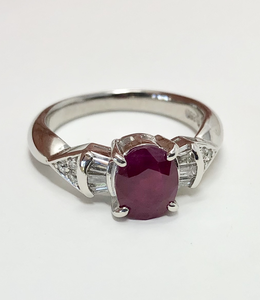 Platinum Ruby Diamond Ring