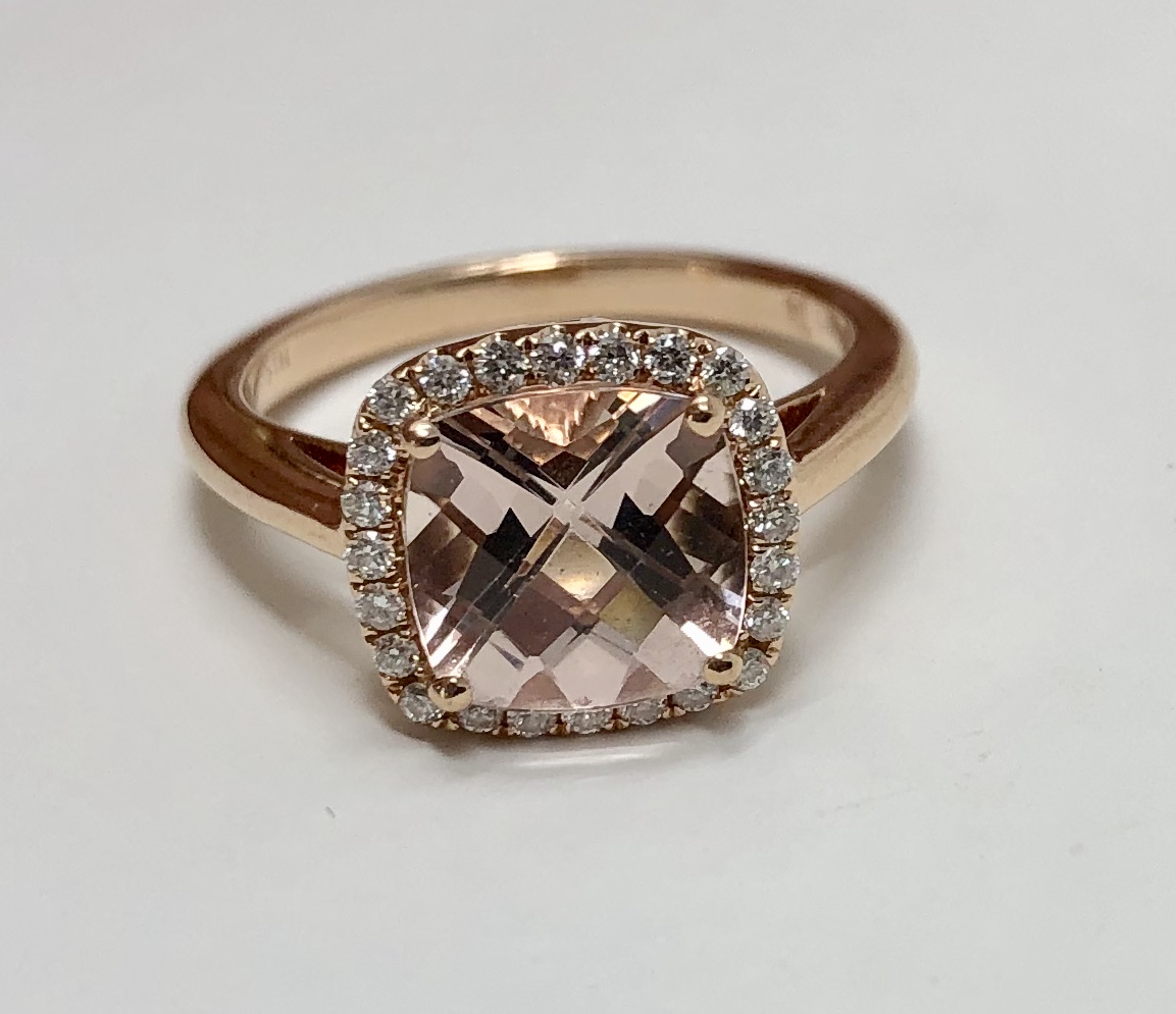 14K Rose Gold Morganite Diamond Ring