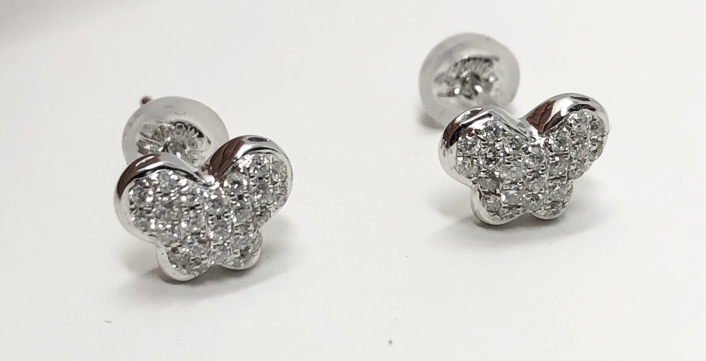 18K White Gold "Butterfly" Diamond Earrings