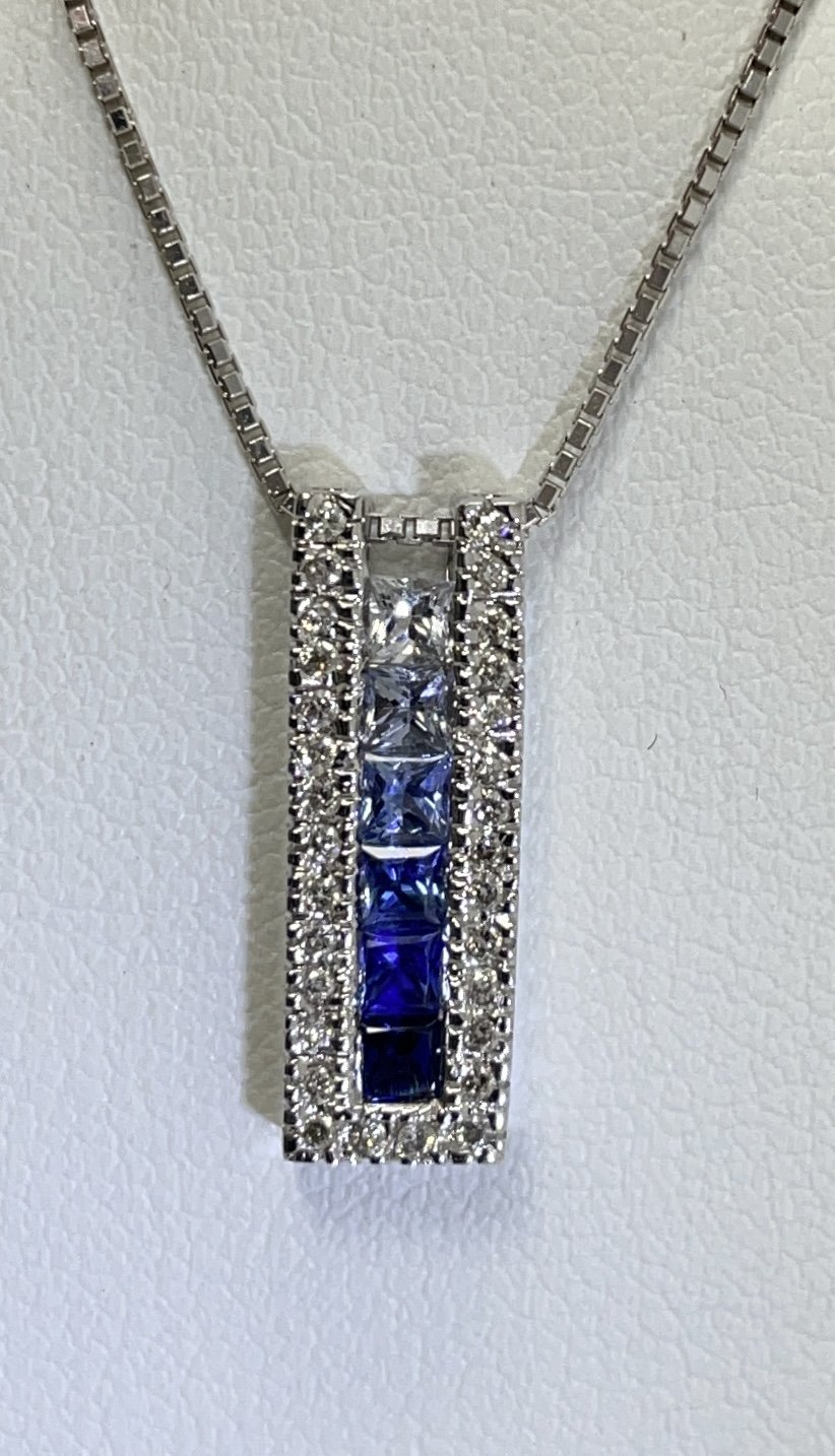 Details about   1.50Ct Blue Sapphire & Diamond 14K Yellow Gold Over Halo Pendant Necklace 