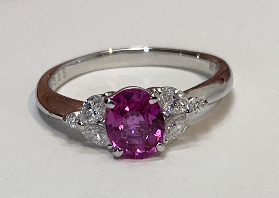 Details about   3 Ct Marquise Cut Pink Sapphire & Diamond Engagement Ring 14K Yellow Gold Finish 