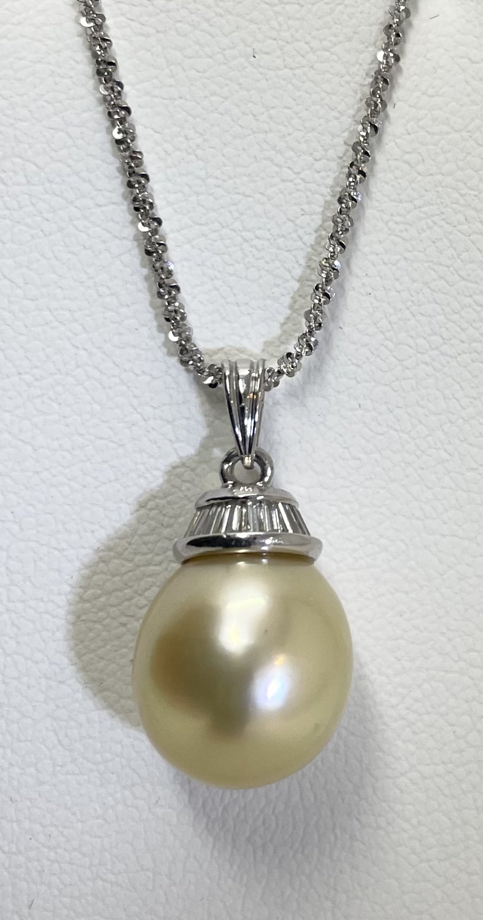 Platinum Golden Pearl Diamond Pendant