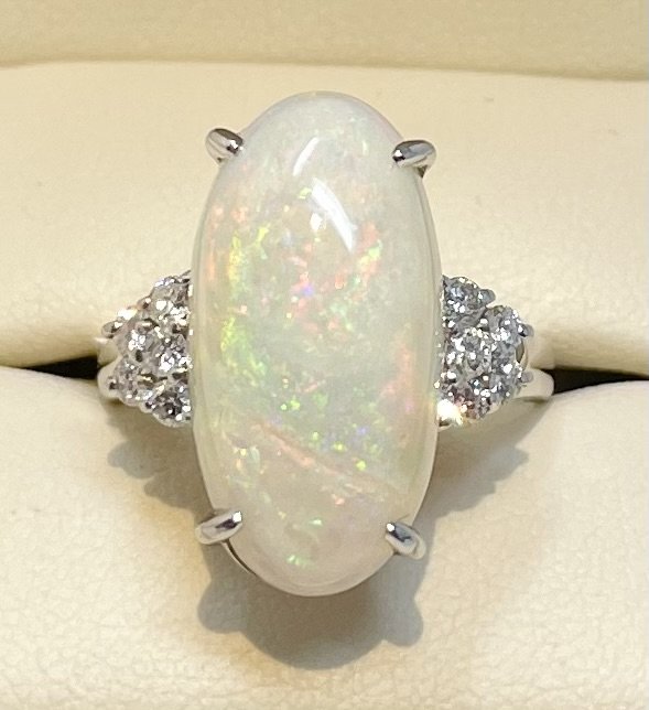 Platinum Opal Diamond Ring