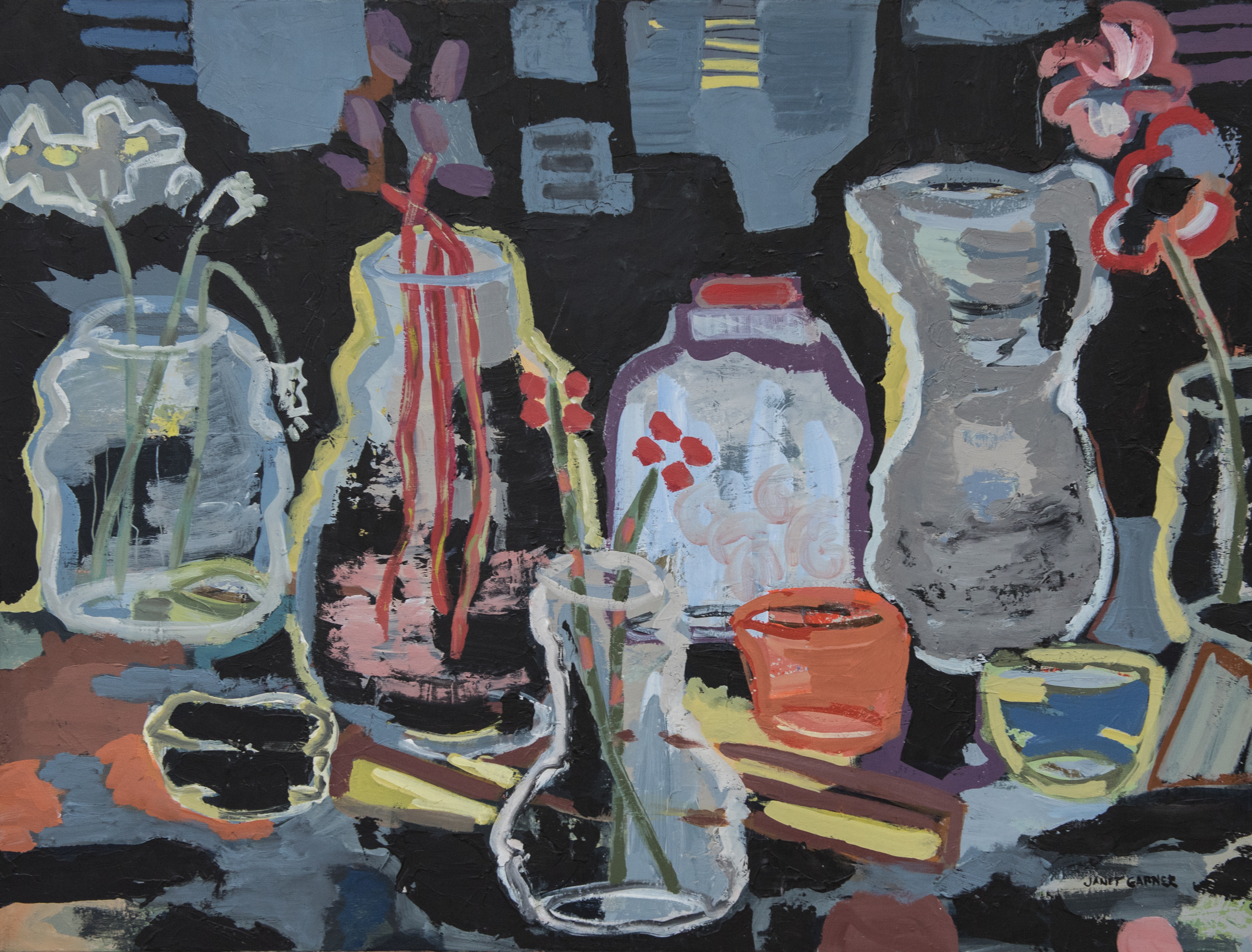  Vases and Stems, 2015 Acrylic on canvas 30" x 40" 