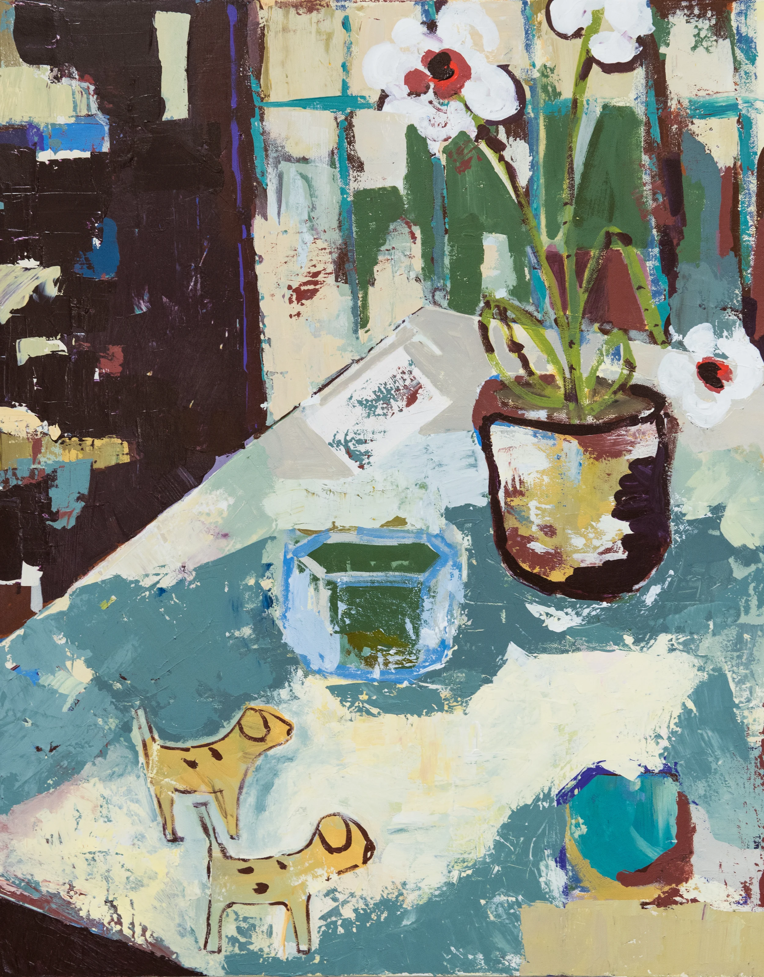 Still Life with Two Dogs, 2015 Acrylic on canvas 24" x 30"