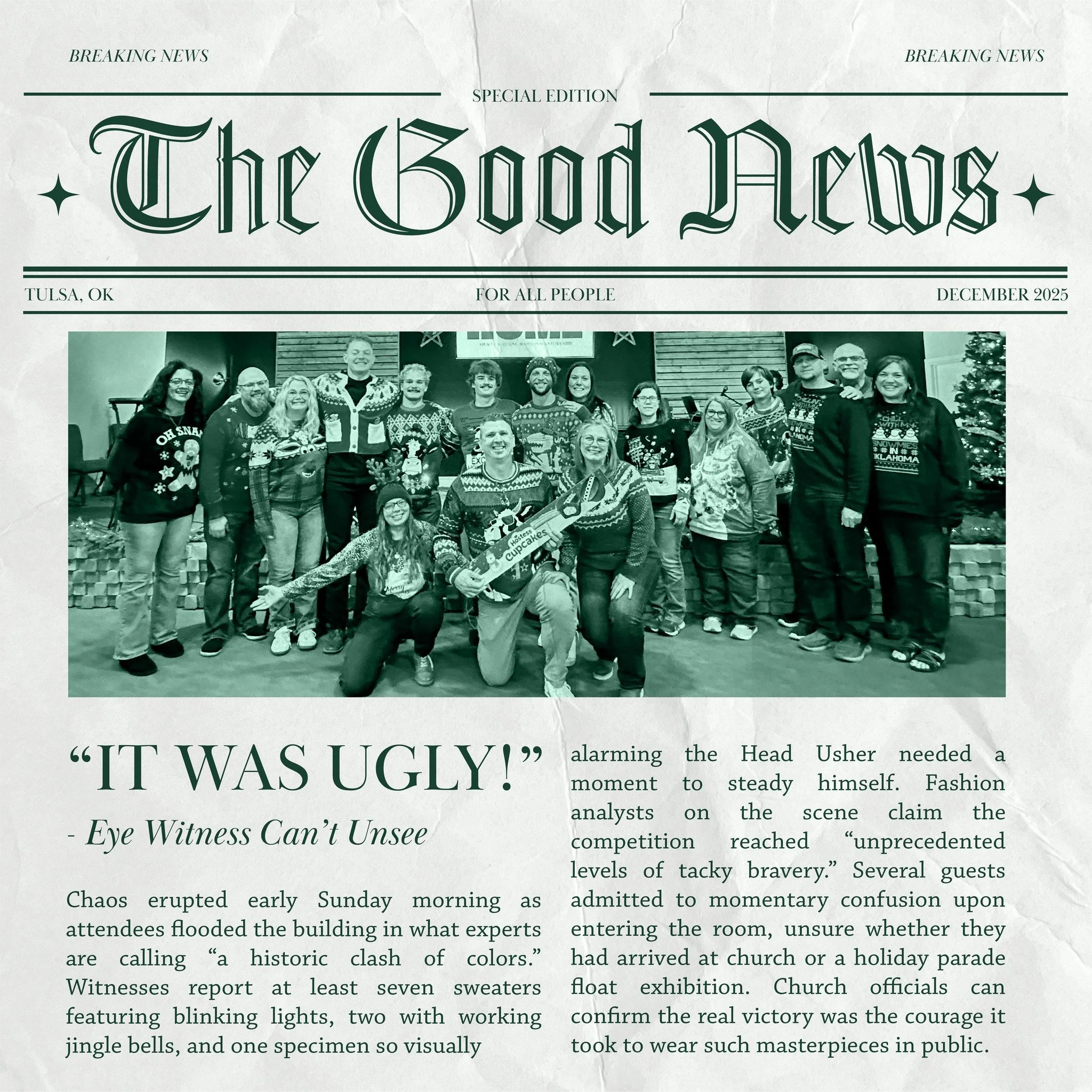 Straight from this week&rsquo;s &ldquo;edition&rdquo; - this year&rsquo;s Ugly Christmas Sweater Sunday deserves the front page. From sparkles to pom-poms to patterns we&rsquo;re still not sure about&hellip; Thanks for bringing the festive chaos, OC 