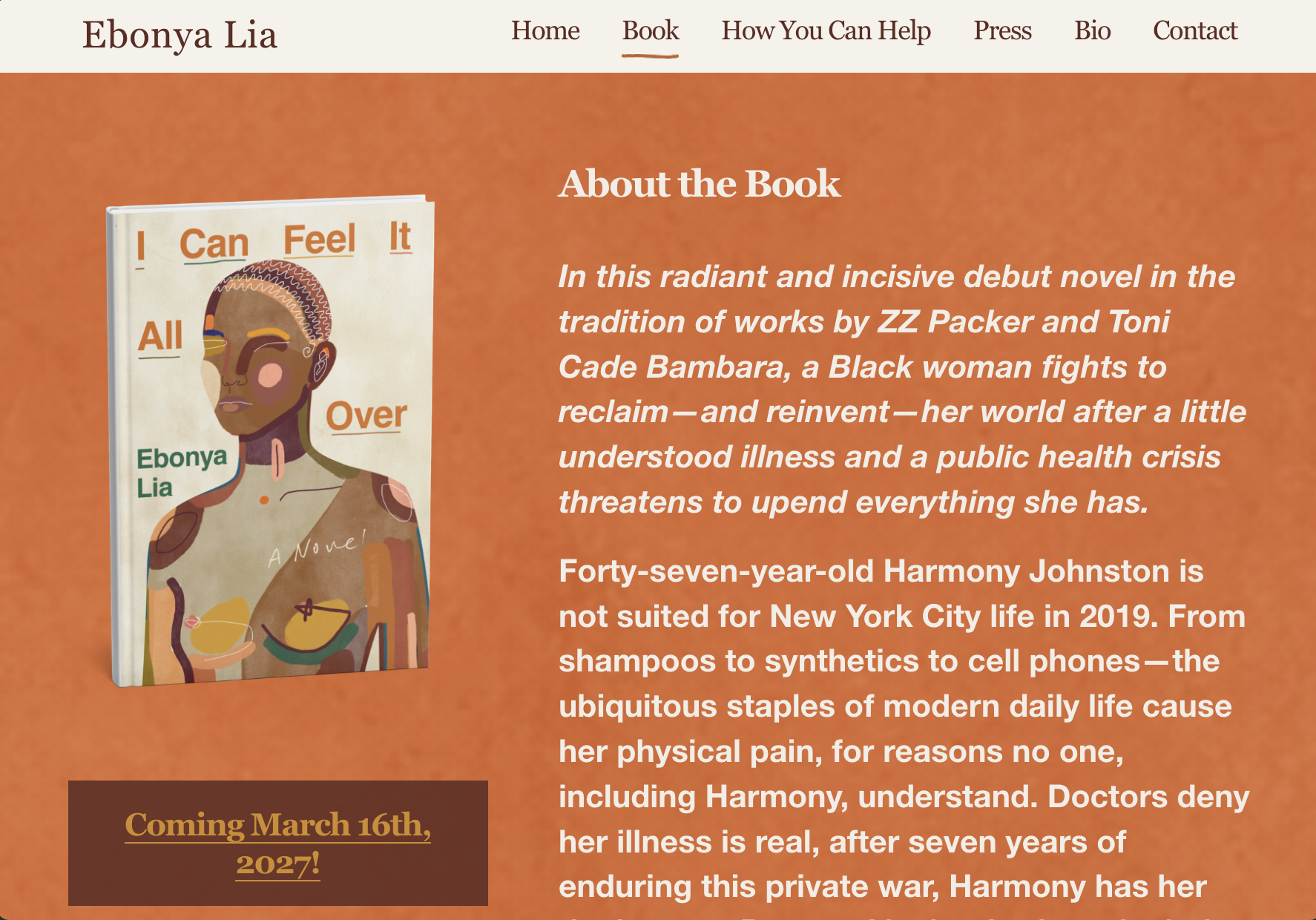 Website for the first book of a newly published author