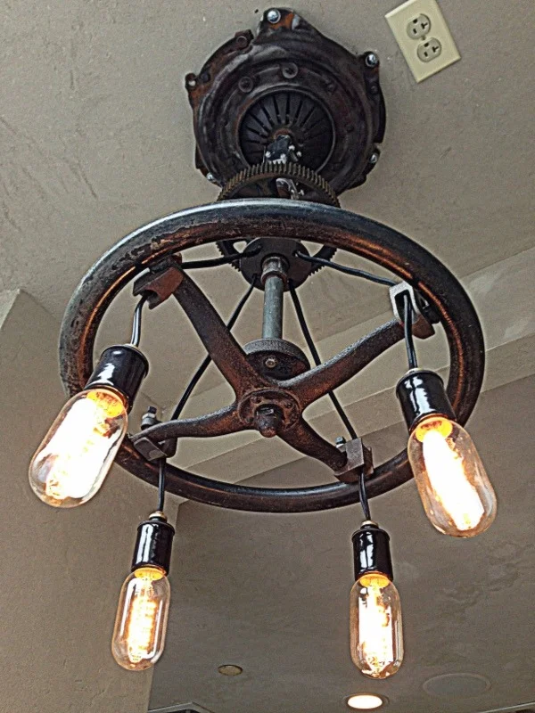 Model ‘T’ Steering wheel ceiling fixture from Corehaus DC. 
