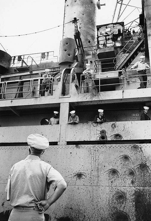 1967 U.S.S. Liberty damaged by napalm and explosives