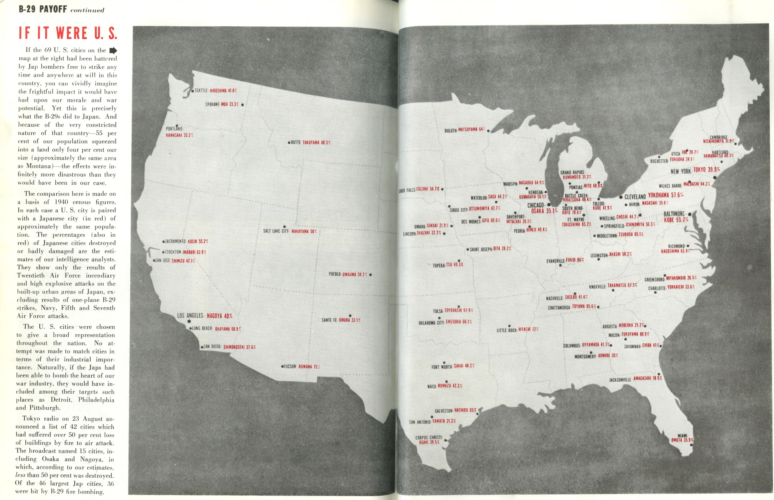 1945 Japanese cities destroyed mapped to US