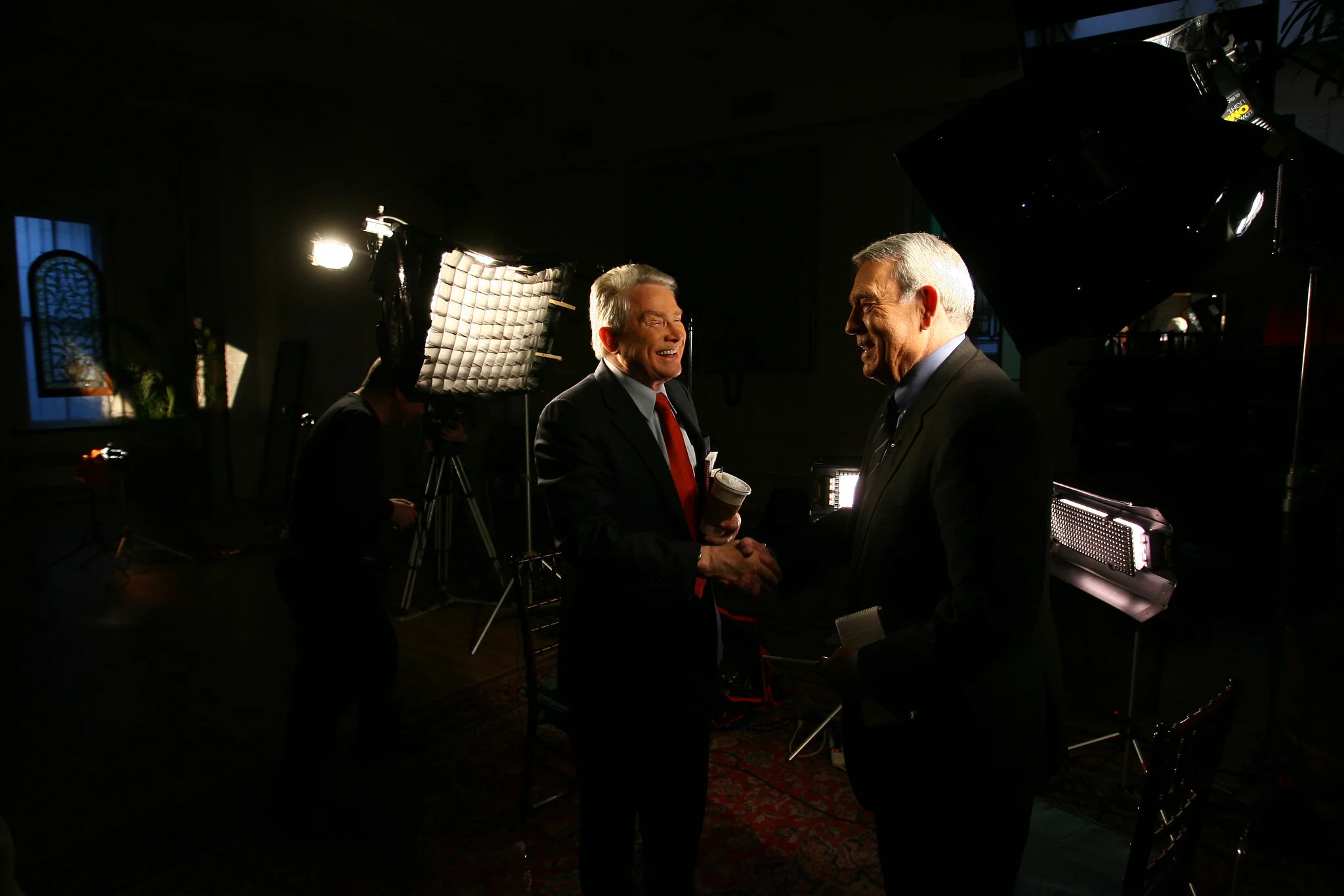 Luis with Dan Rather, 2008.