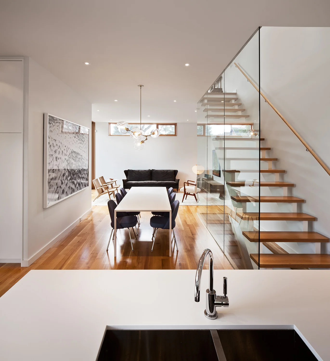 View from kitchen to dining room and living room beyond