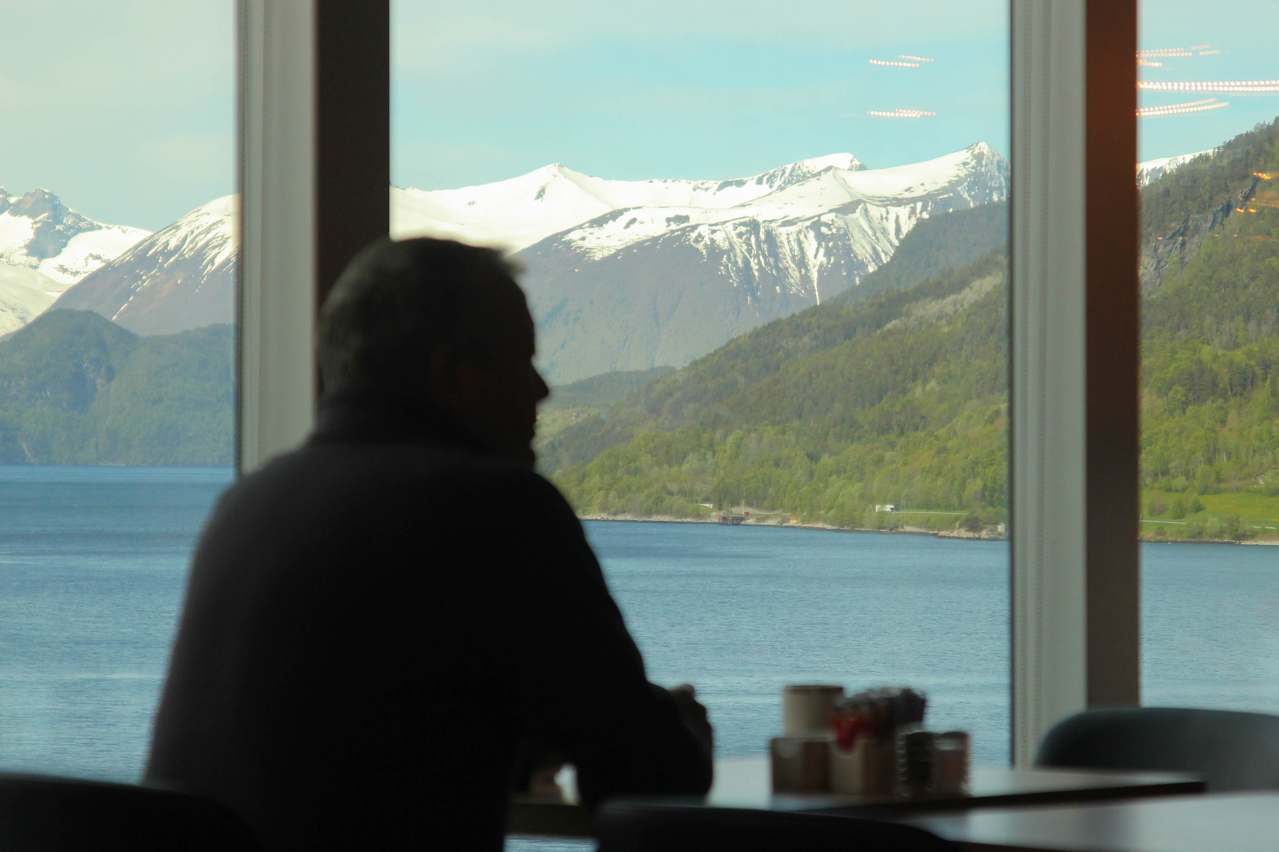 Taking in the sights from one of the ship's many onboard restaurants.