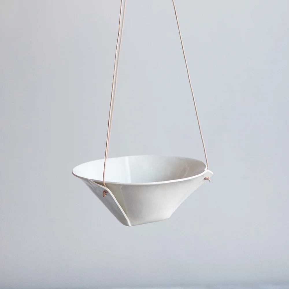white hanging planter 