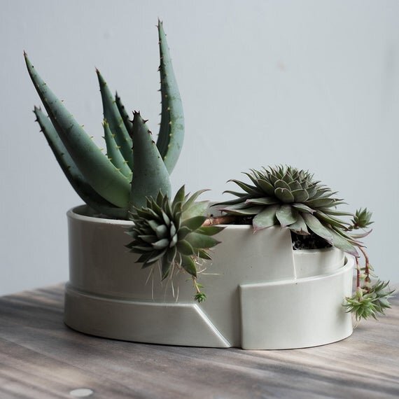Small Oval Porcelain Planter - Tiered Collection